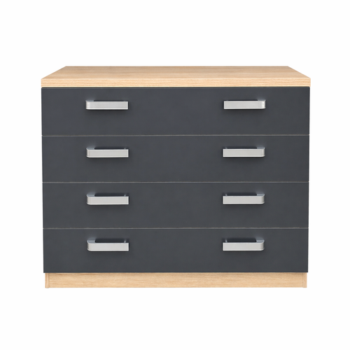 Cómoda 4 Cajones Dormitorio Melamina Cambria Gris Oscuro 100x40x84 cm – Cajonera Moderna de Almacenaje para Dormitorio