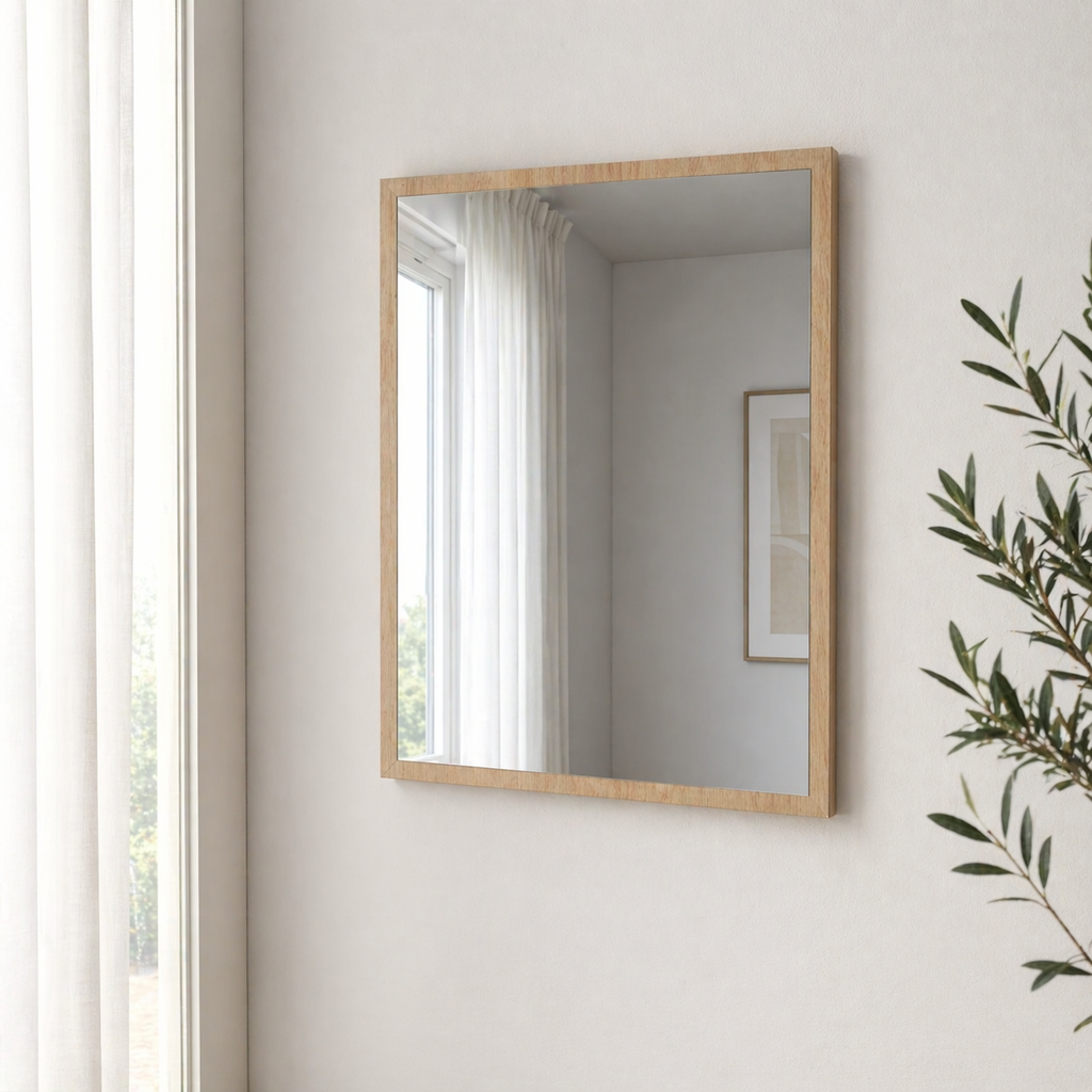 Espejo cuadrado moderno decorativo pared 75x60 cm melamina elegante y resistente