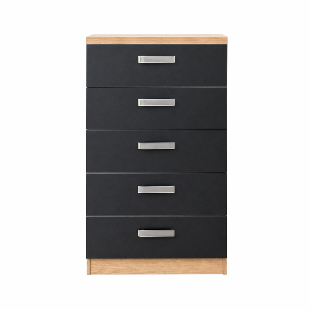 Sinfonier moderno 5 cajones 60x40x103 cm Cambria Gris Oscuro Melamina