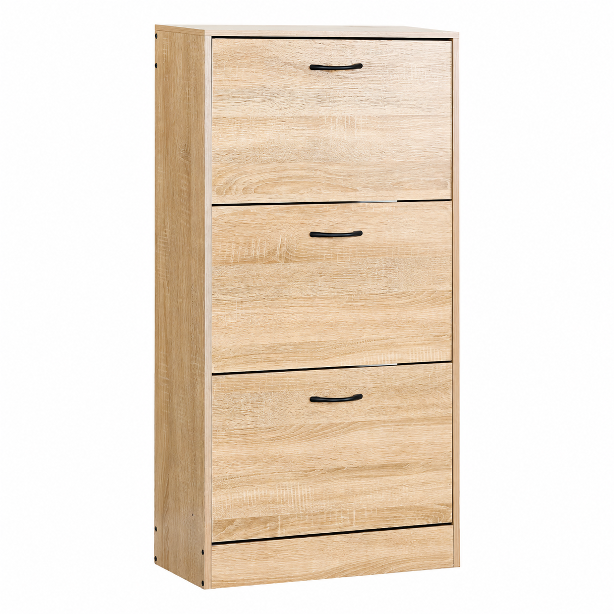 Zapatero de 3 puertas abatibles estilo moderno acabado madera natural