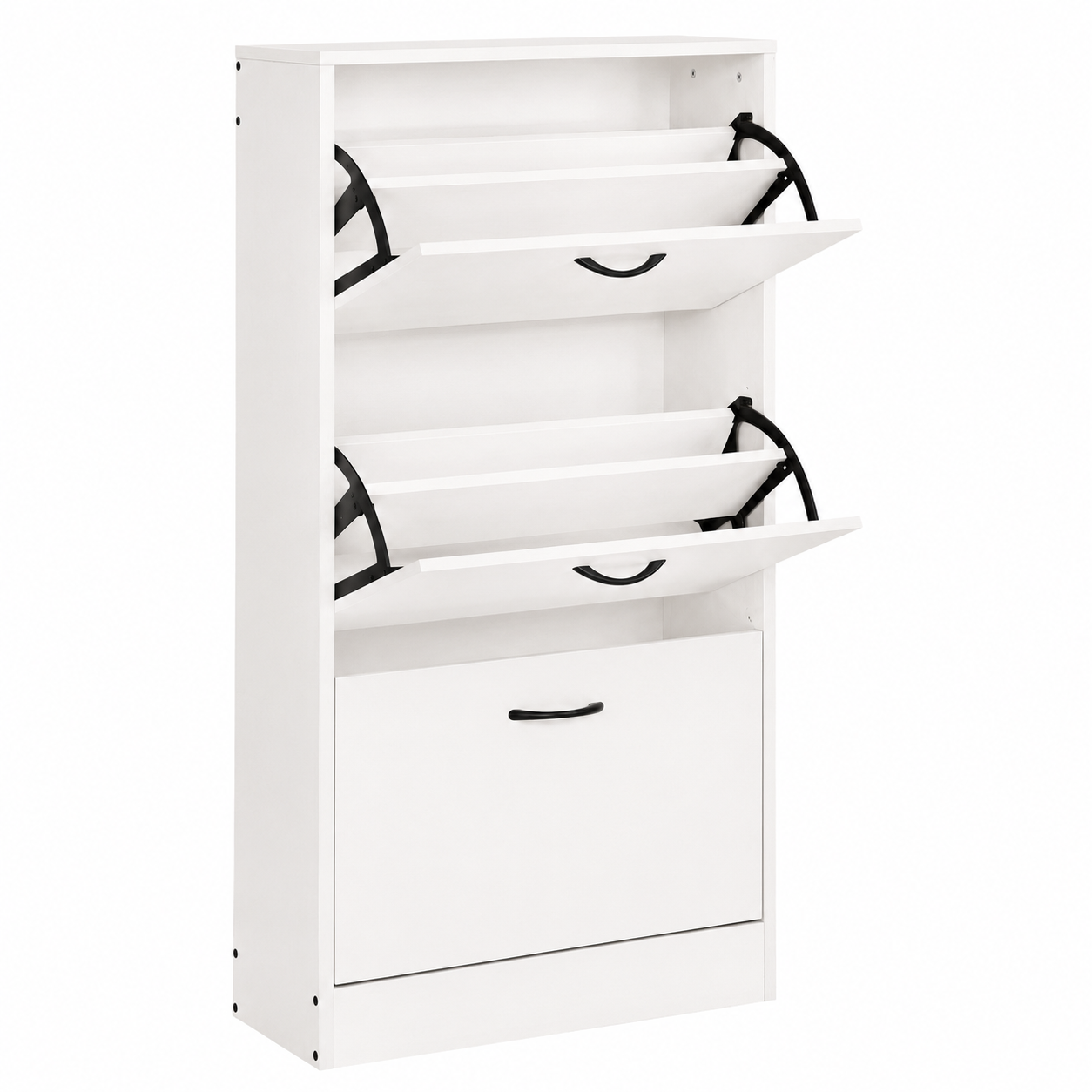 Zapatero Vertical Blanco de 3 Compartimentos – Diseño Compacto y Moderno