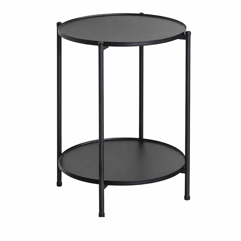 Mesa Auxiliar Redonda Diseño Industrial Negro