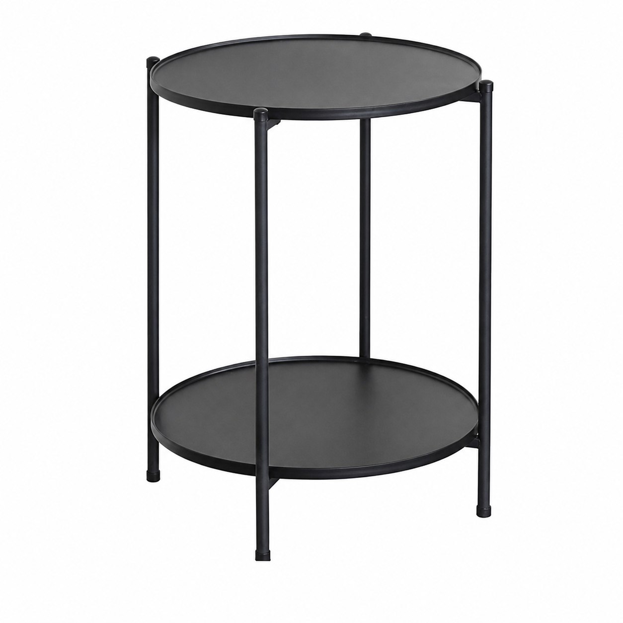 Mesa Auxiliar Redonda Diseño Industrial Negro