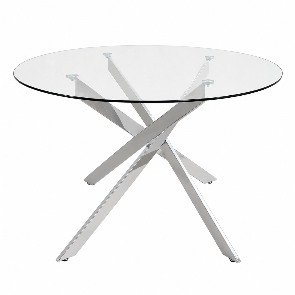 Mesa Redonda de Cristal Templado 120cm. Comedor o Cocina