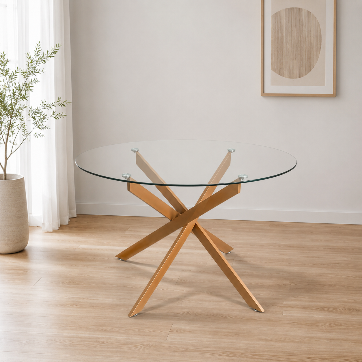 Mesa Redonda de Cristal Templado 120cm Comedor o Cocina