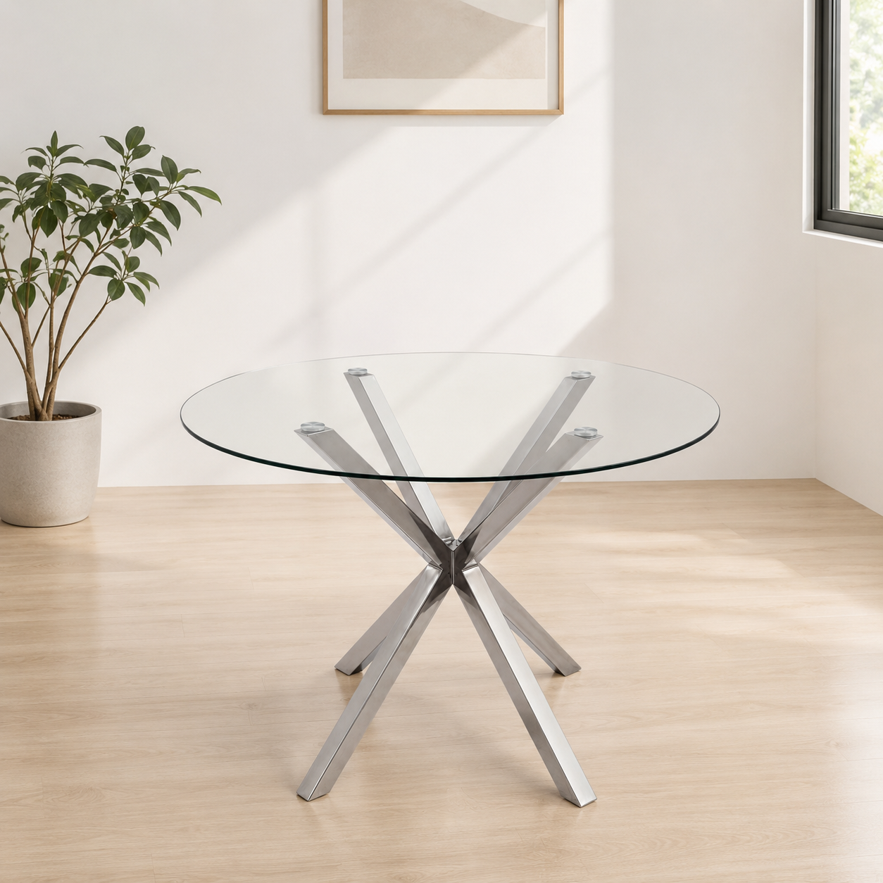 Mesa Redonda de Cristal Templado  120cm. Comedor o Cocina