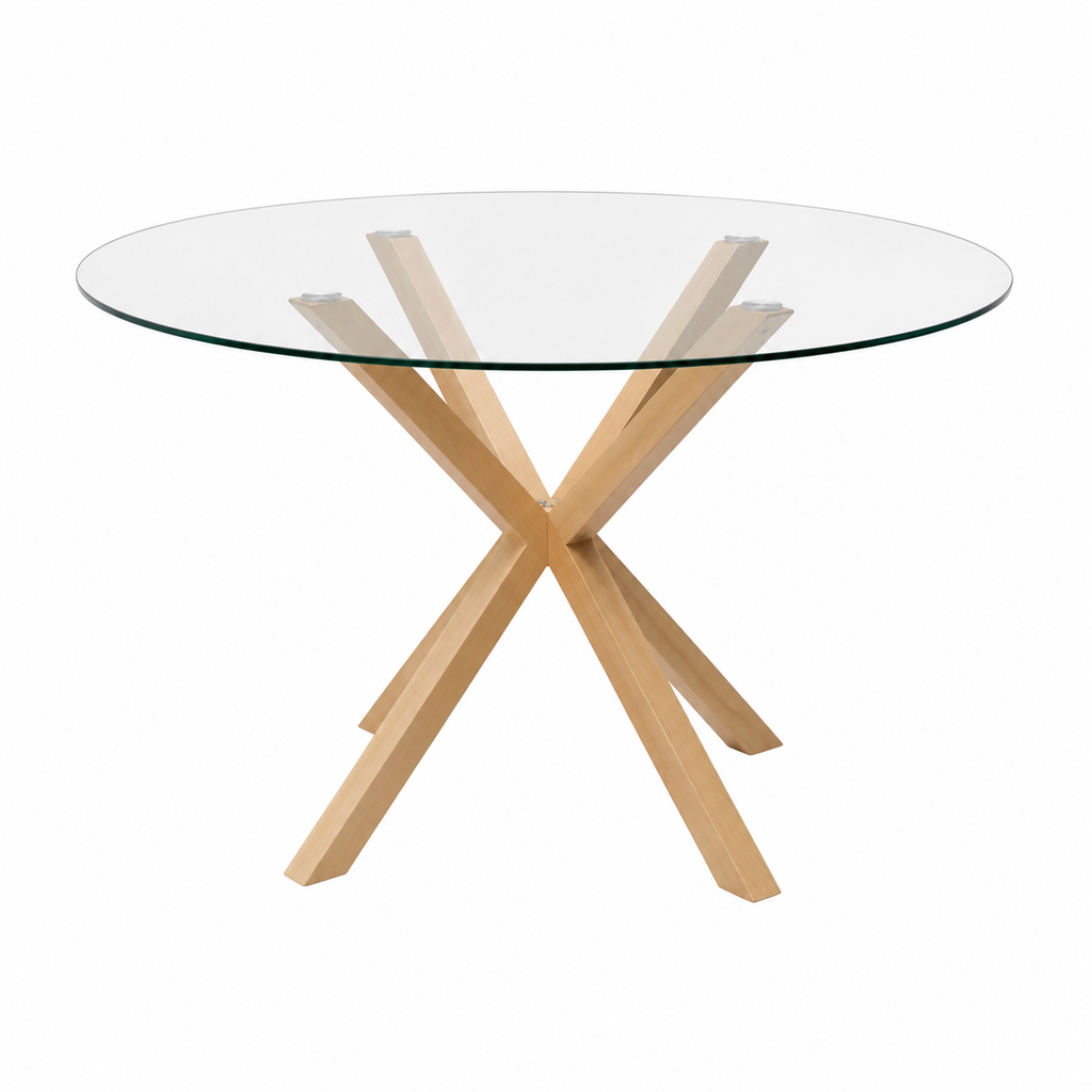 Mesa Redonda de Cristal Templado 120x75cm. Comedor o Cocina