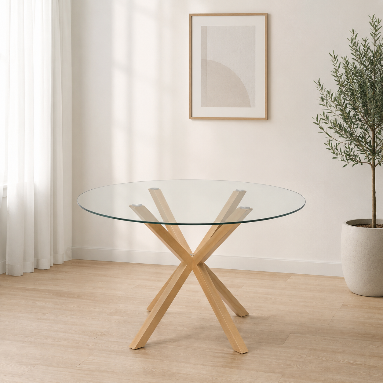 Mesa Redonda de Cristal Templado 120x75cm. Comedor o Cocina