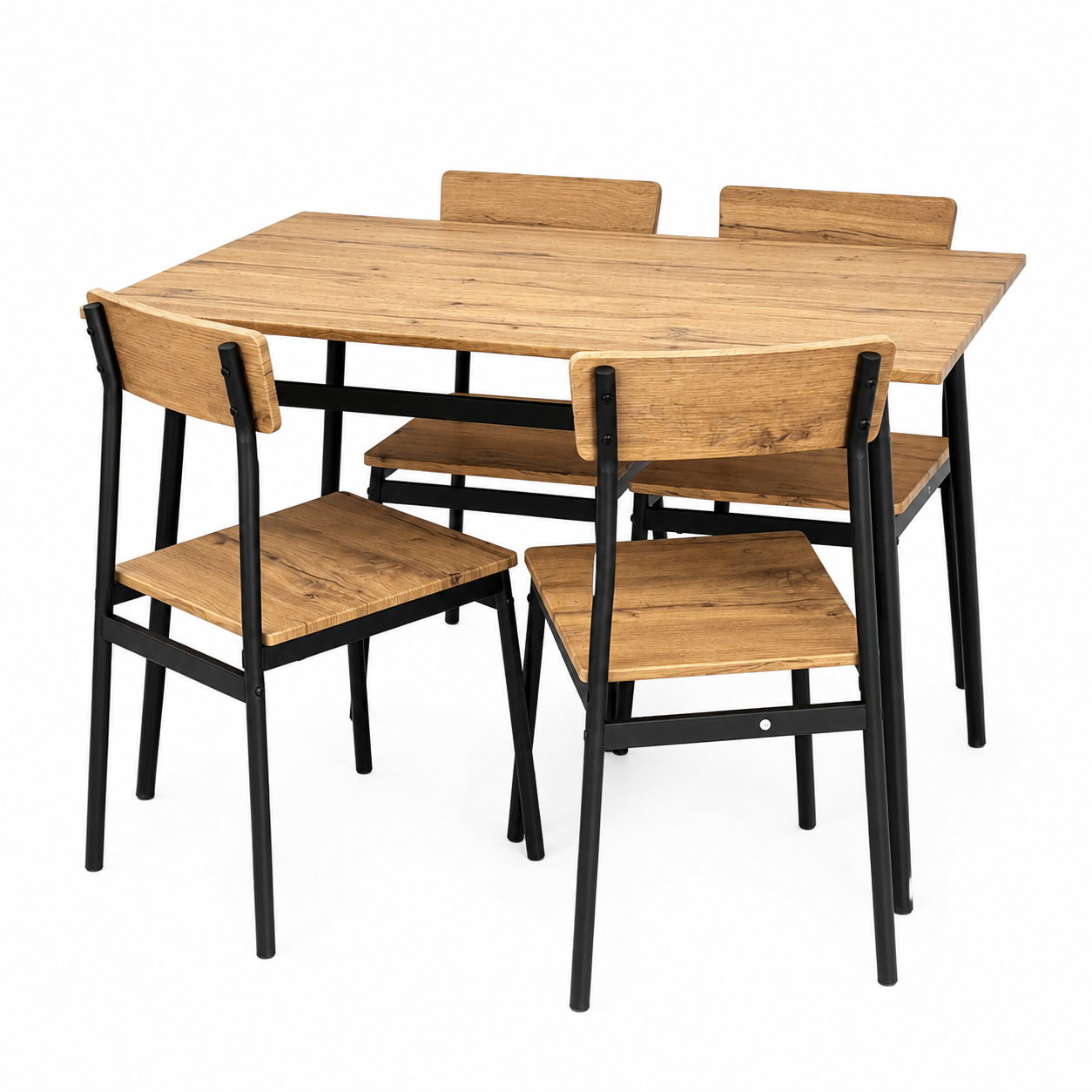 Mesa de Comedor Moderna con 4 Sillas – Diseño Industrial Escandinavo 110x70 cm