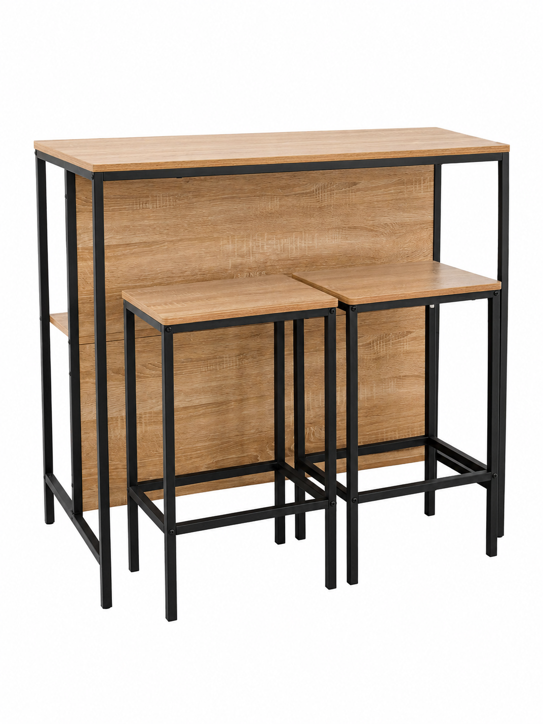 Mesa Bar Multifuncional con 2 Taburetes – Diseño Industrial Moderno