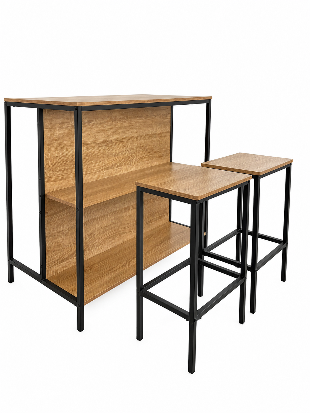 Mesa Bar Multifuncional con 2 Taburetes – Diseño Industrial Moderno
