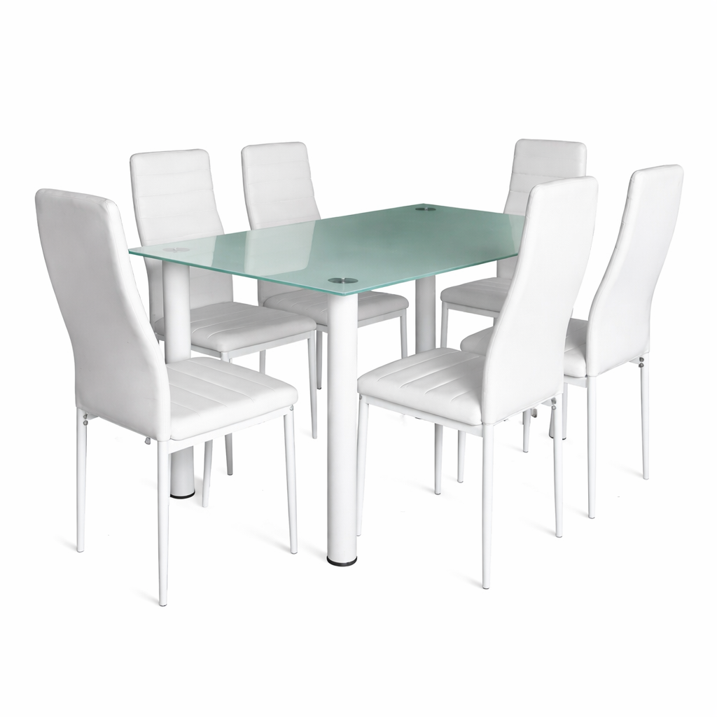 Mesa cristal moderna 6 sillas 140x80x74cm