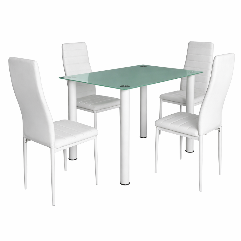 Mesa cristal moderna 4 sillas 110x70x74 cm