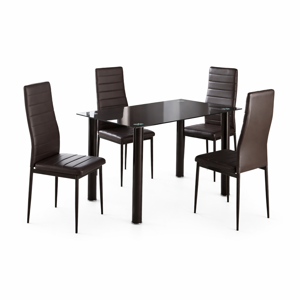 Mesa cristal moderna 4 sillas 110x70x74 cm