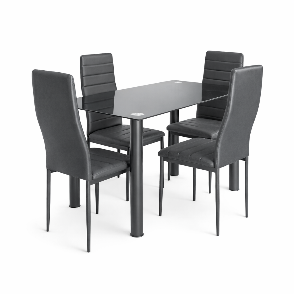 Mesa cristal moderna 4 sillas 110x70x74 cm