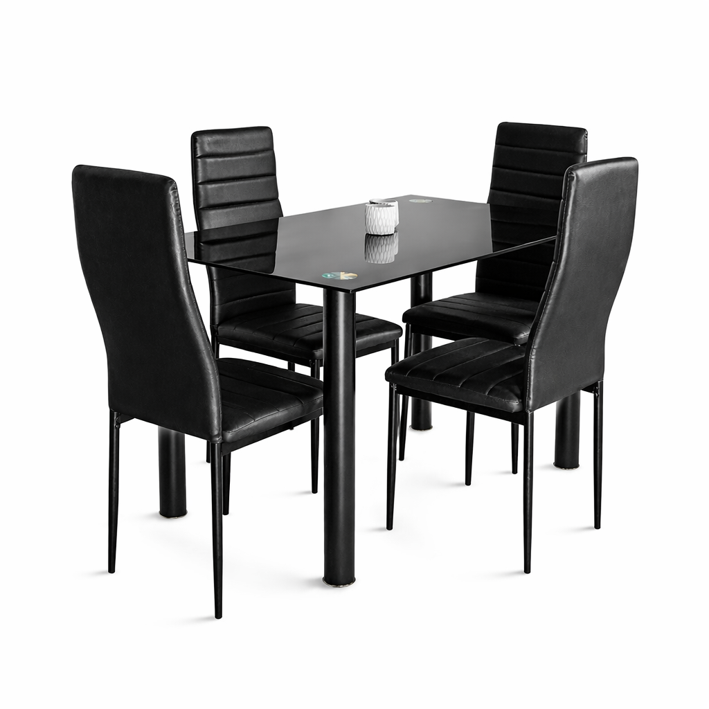Mesa cristal moderna 4 sillas 110x70x74 cm