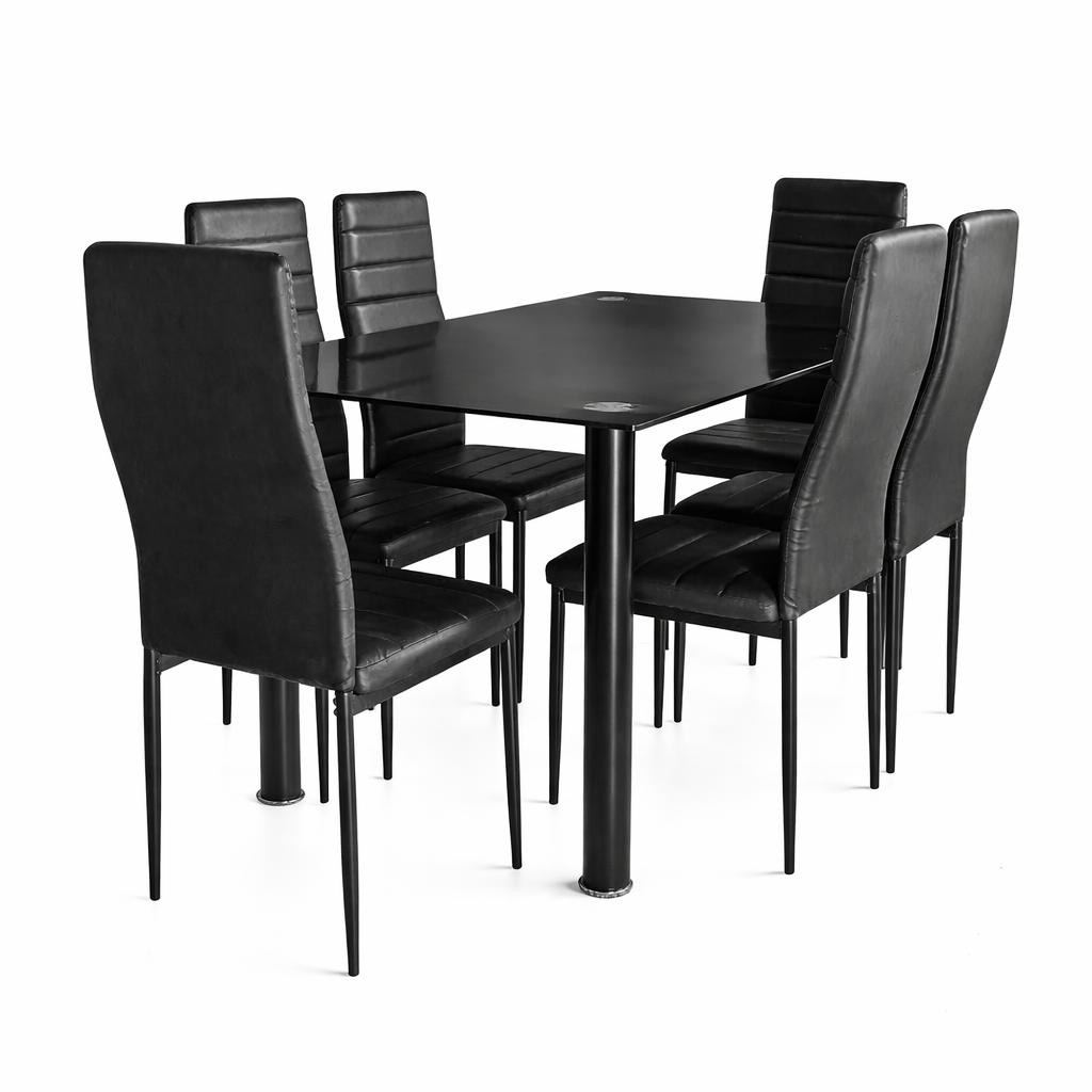 Mesa cristal moderna 6 sillas 140x80x74cm