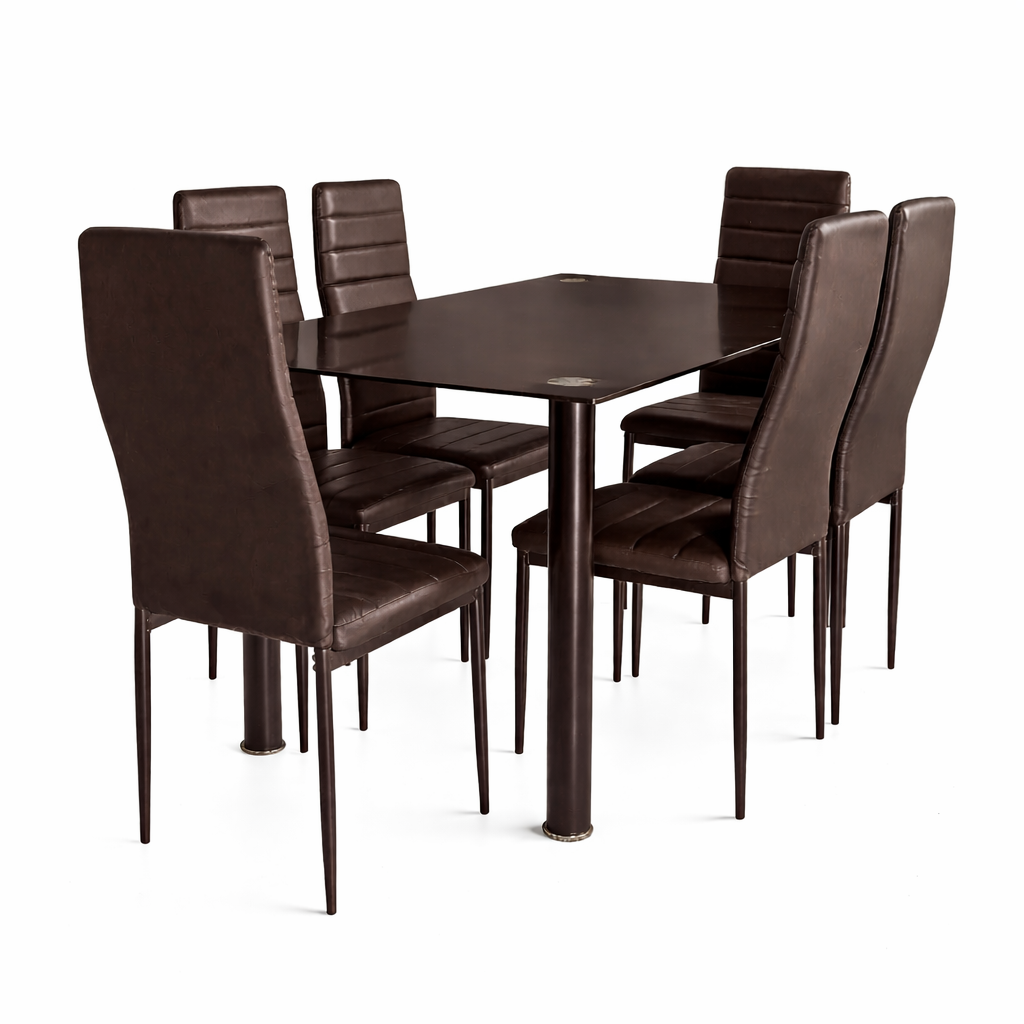 Mesa cristal moderna 6 sillas 140x80x74cm