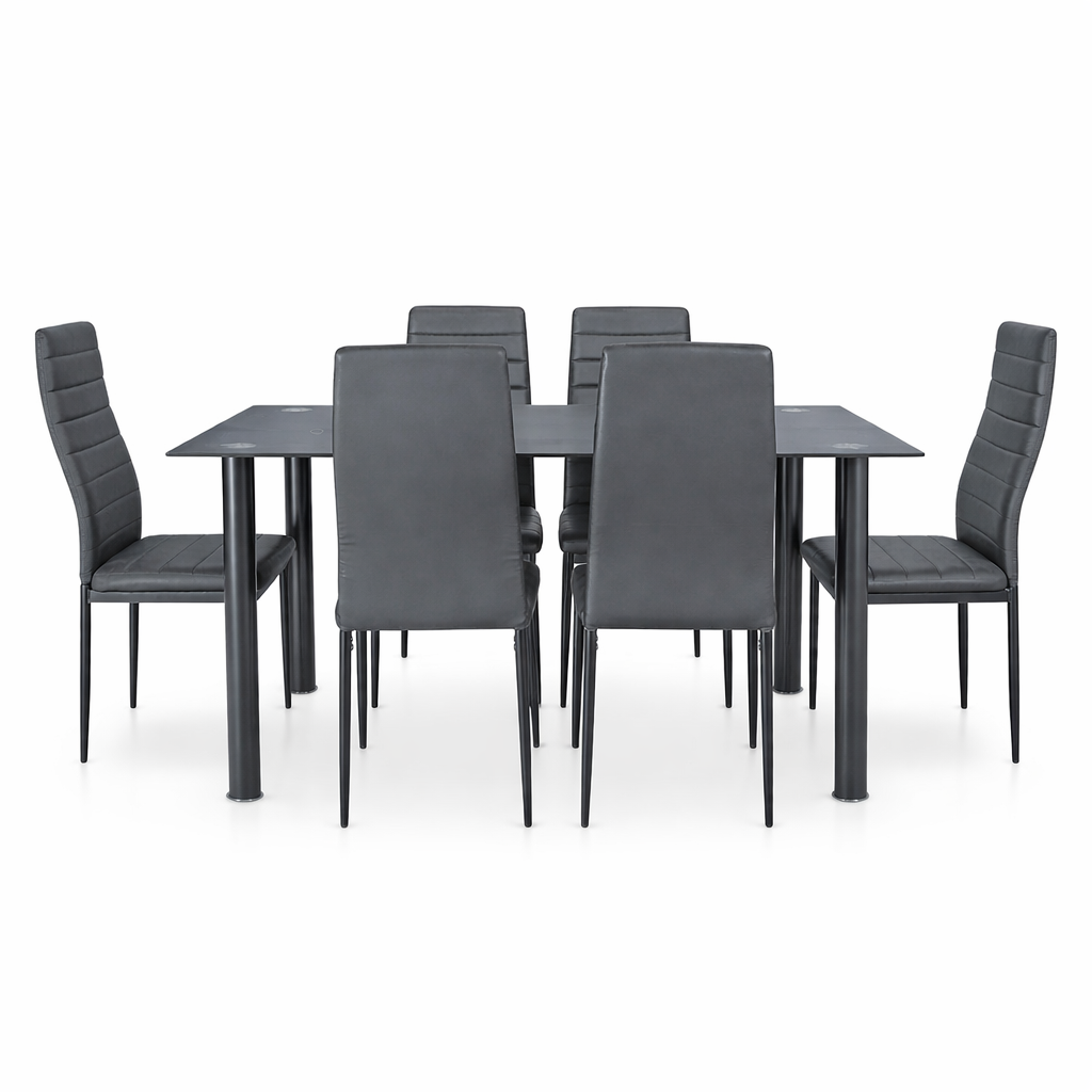Mesa cristal moderna 6 sillas 140x80x74cm
