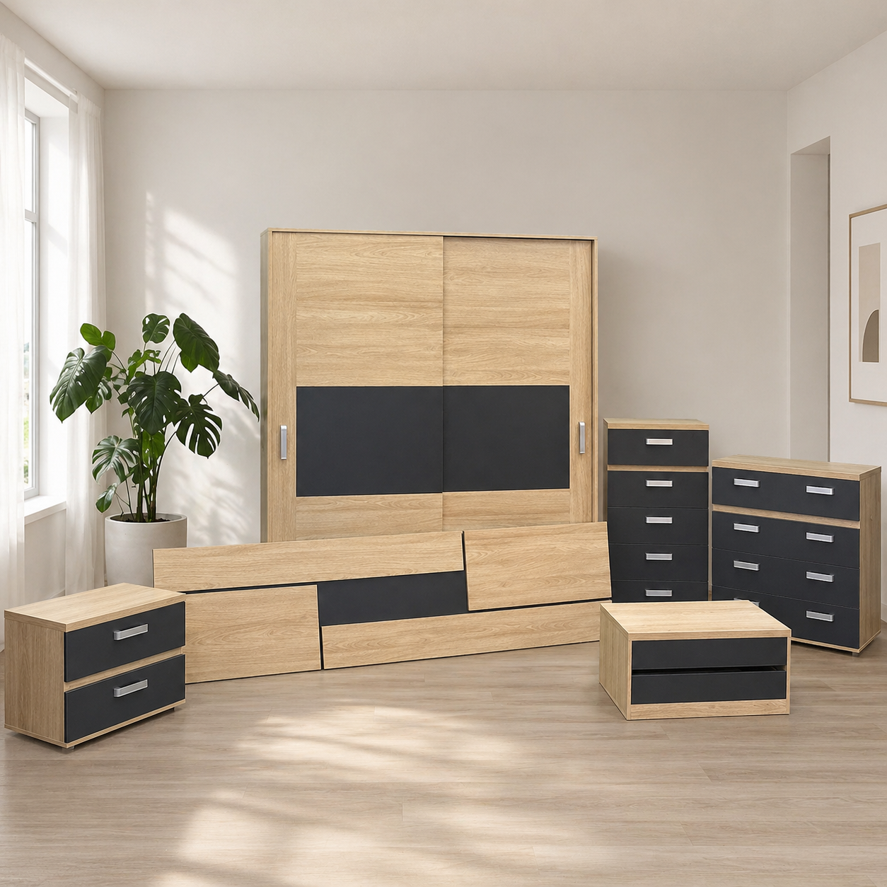 Conjunto dormitorio completo moderno barato pack muebles