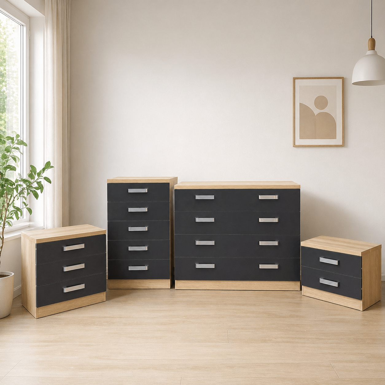 Conjunto dormitorio moderno barato completo Jeni