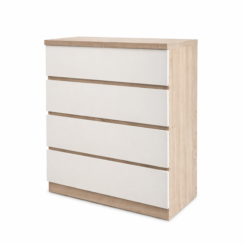 Cómoda 4 cajones moderna dormitorio 80x40x95 cm cambria blanco