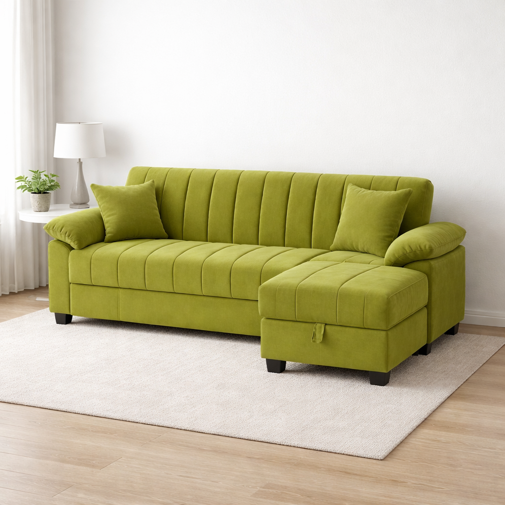 Sofá Cama con Arcón Clic Clac 210 cm + Puff