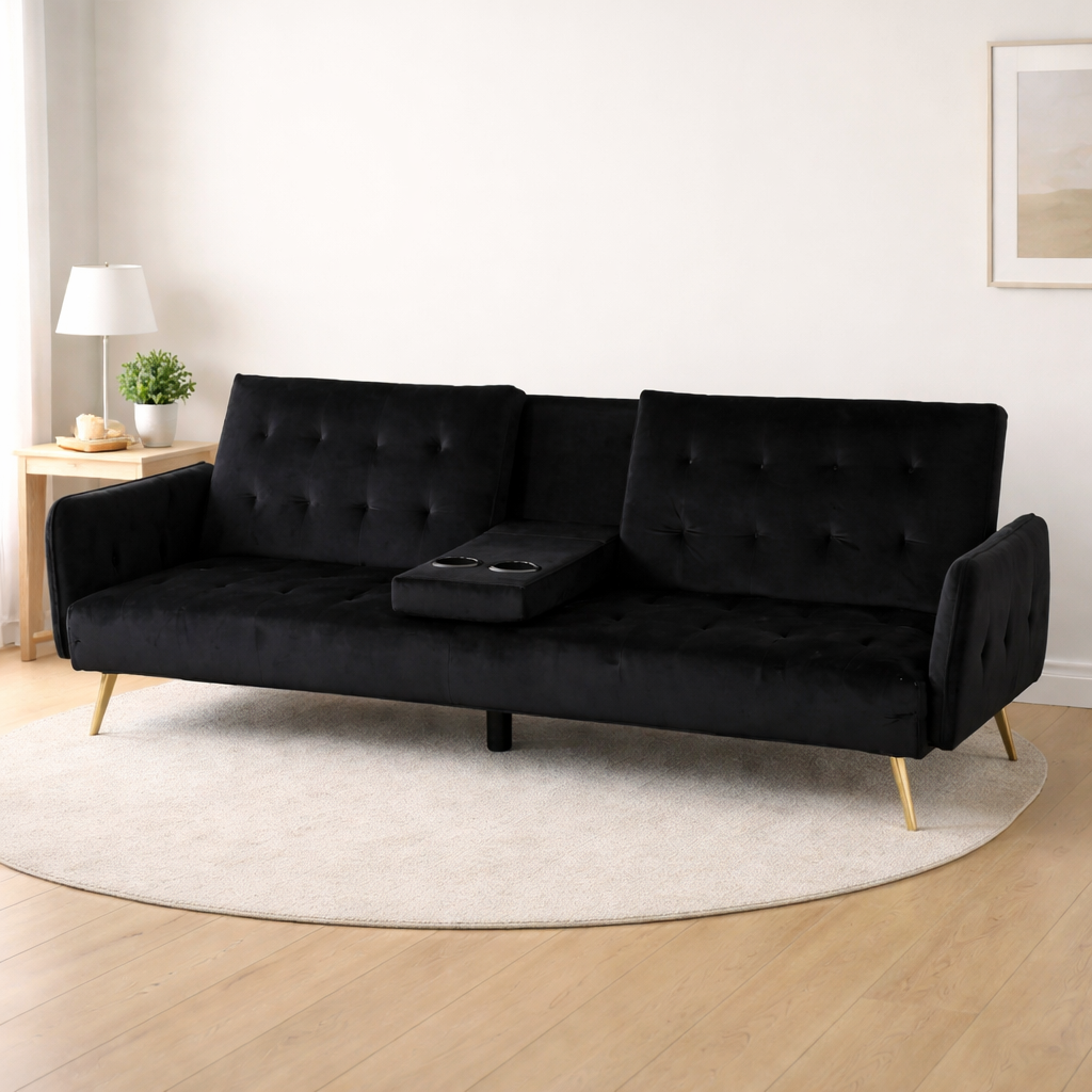 Sofá Cama Terciopelo Clic Clac con Portavasos 180cm