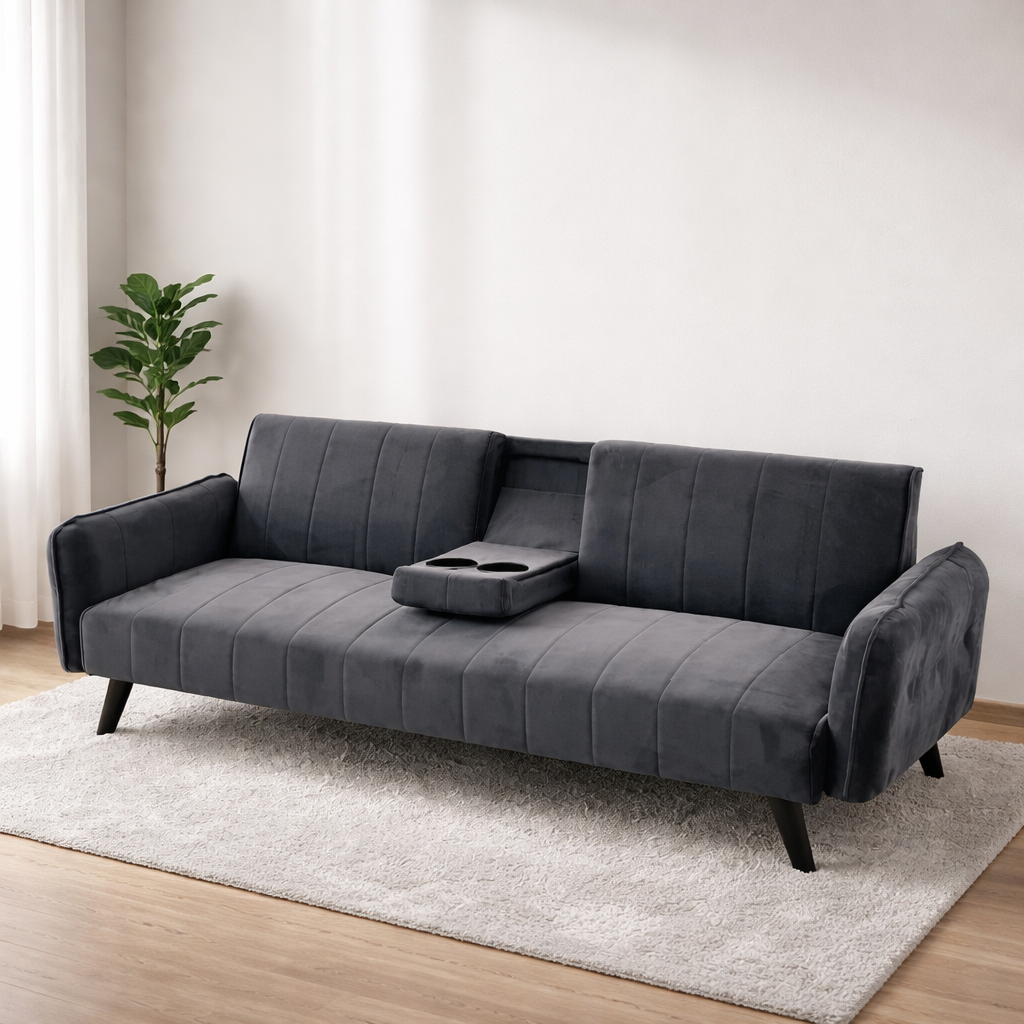 Sofá Cama Terciopelo Clic Clac con Portavasos 180 cm
