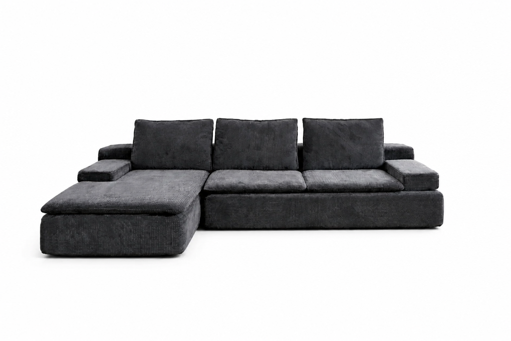 Sofá modular gris con chaise longue 270x100x60cm