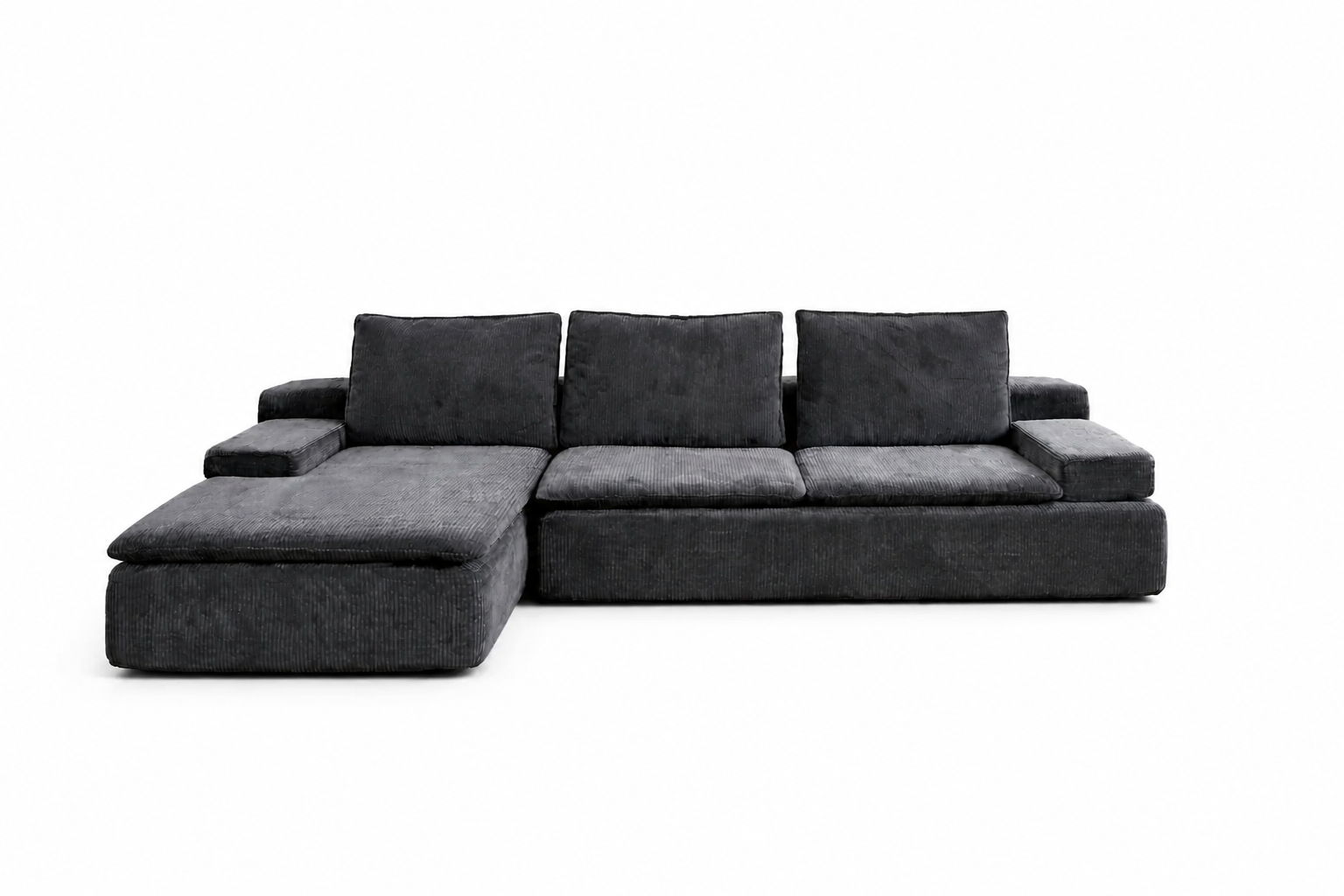 Sofá modular gris con chaise longue 270x100x60cm
