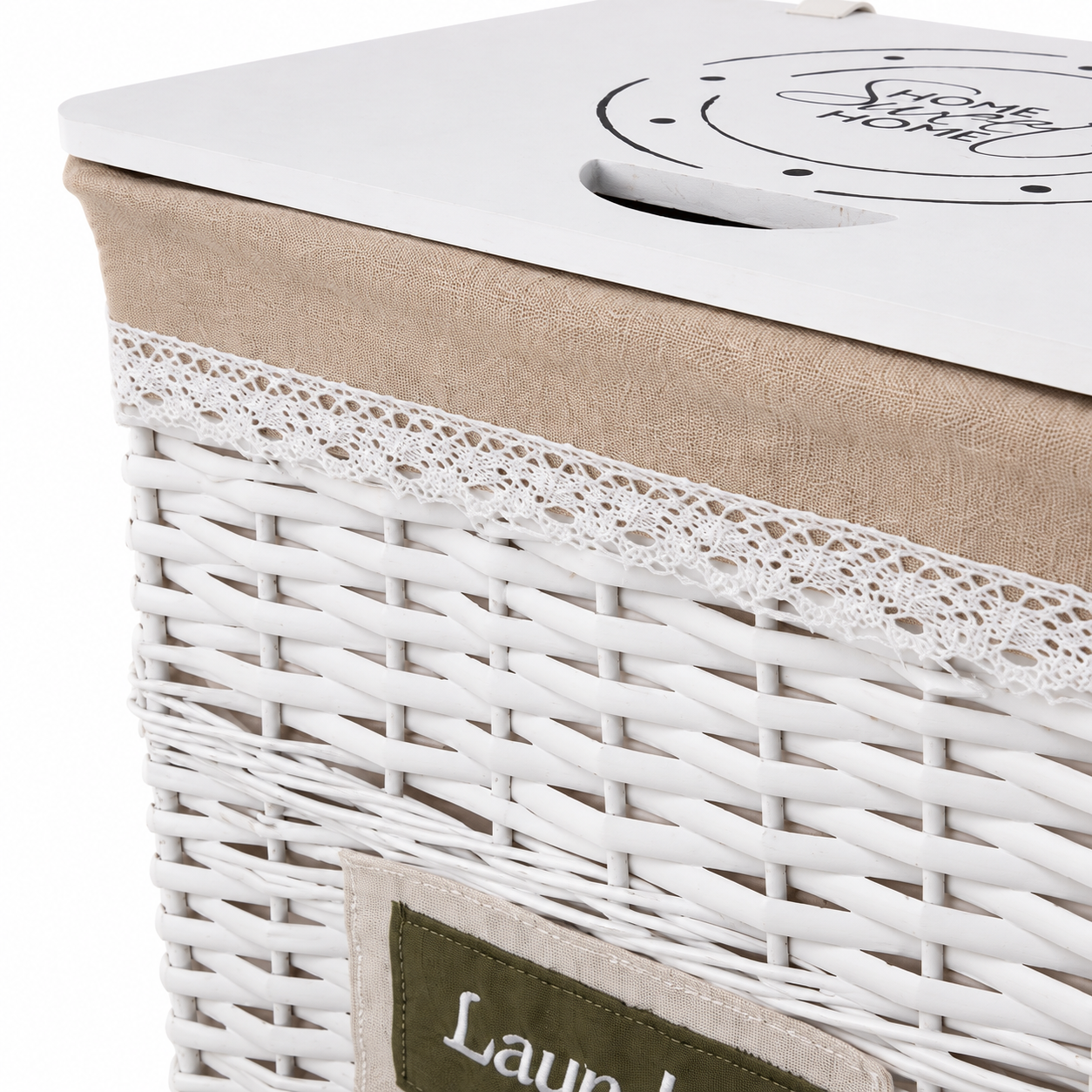Set de Cestos de Ropa de Mimbre Blanco con Tapa – 3 Tamaños (L, M y S)