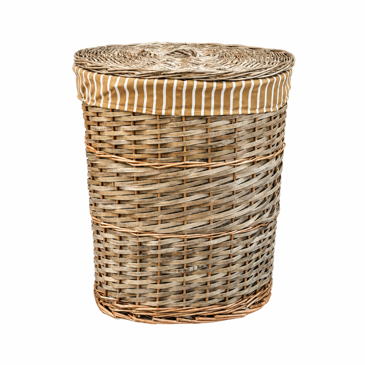Set de 3 Cestos de Mimbre con Tapa y Forro de Tela – Estilo Natural