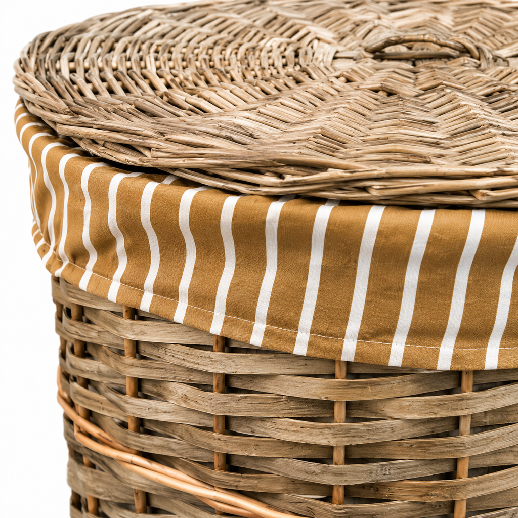 Set de 3 Cestos de Mimbre con Tapa y Forro de Tela – Estilo Natural