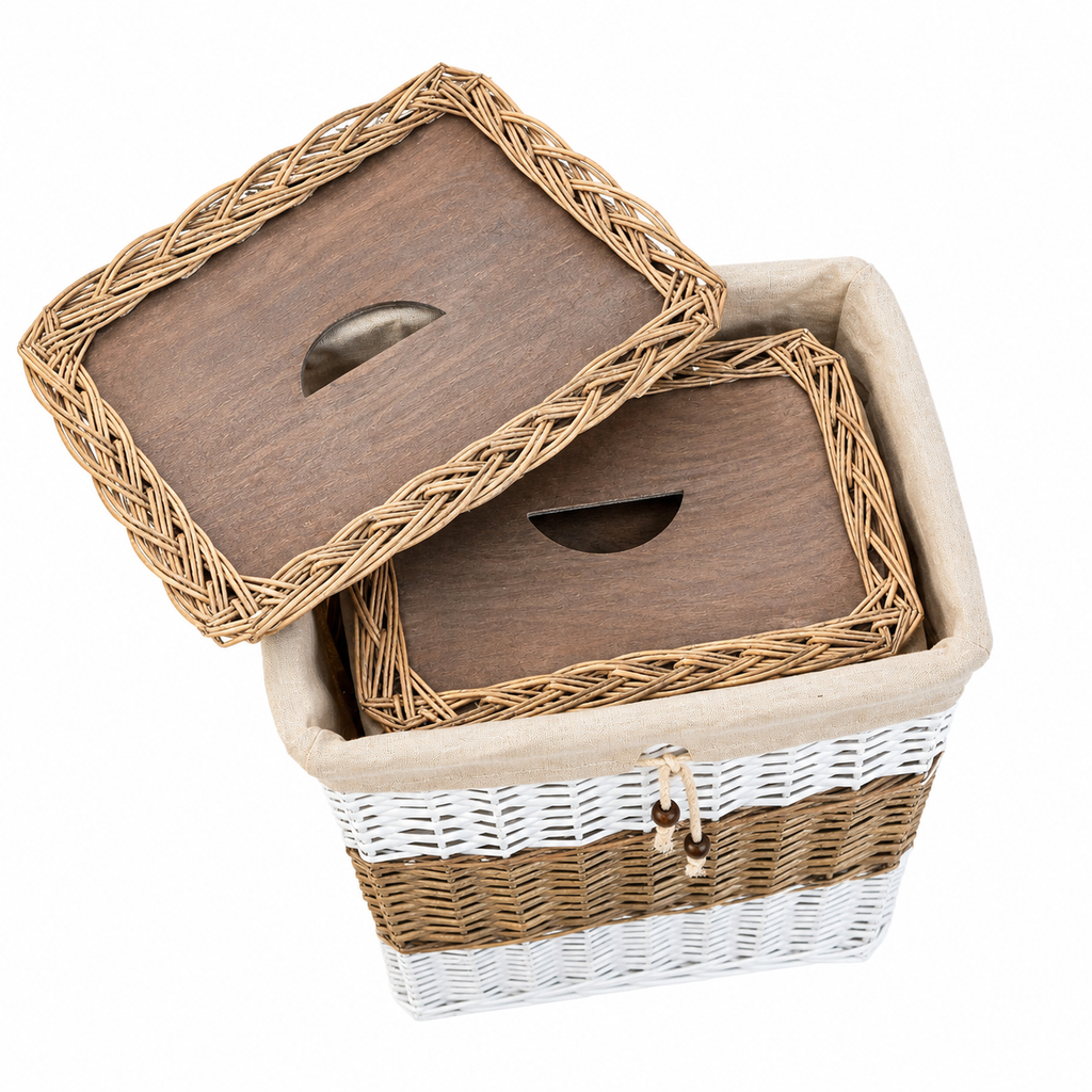 Set de Cestas de Mimbre con Tapa – 3 Tamaños Decorativos
