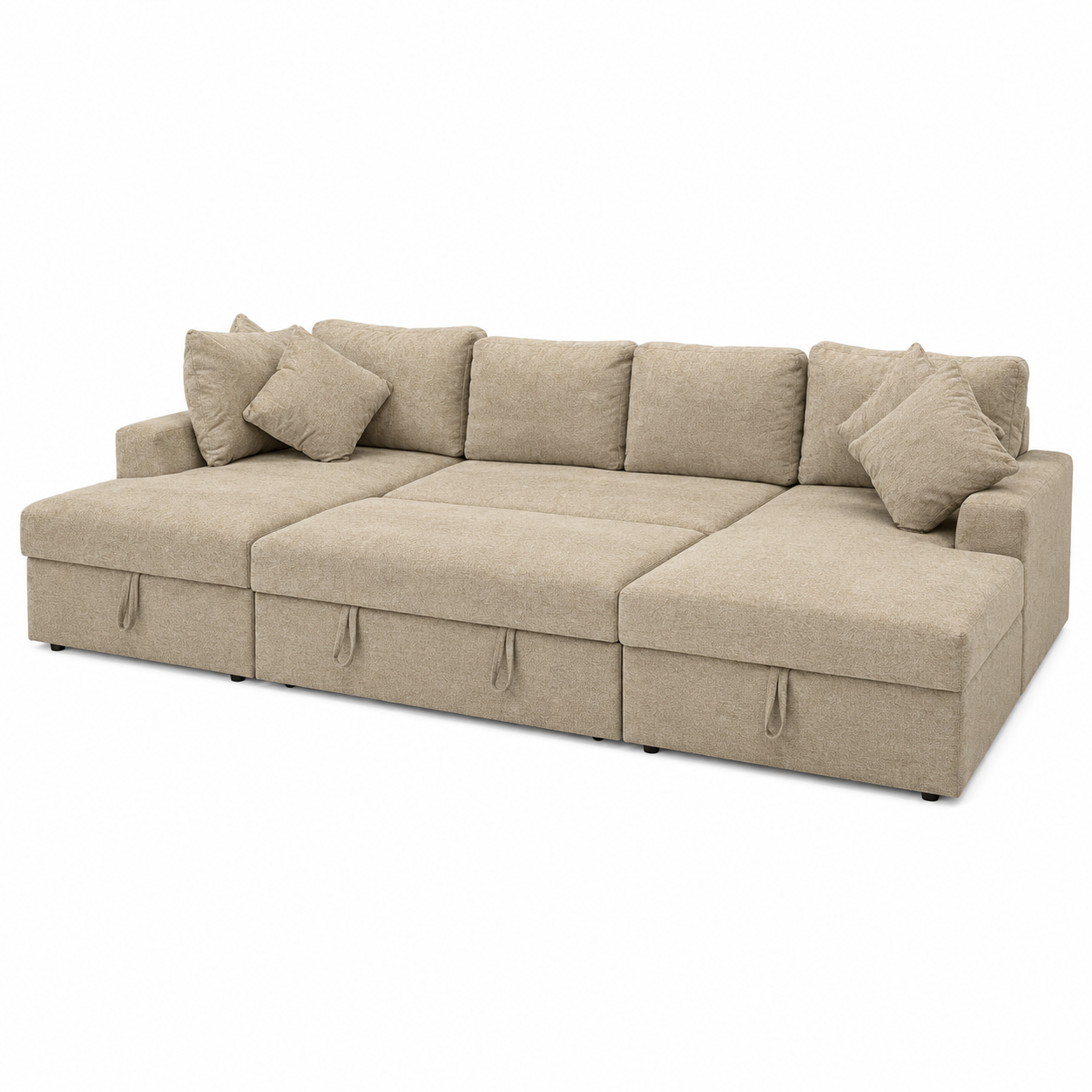 Sofá Cama Doble Chaise Longue Castle 330cm con Arcón