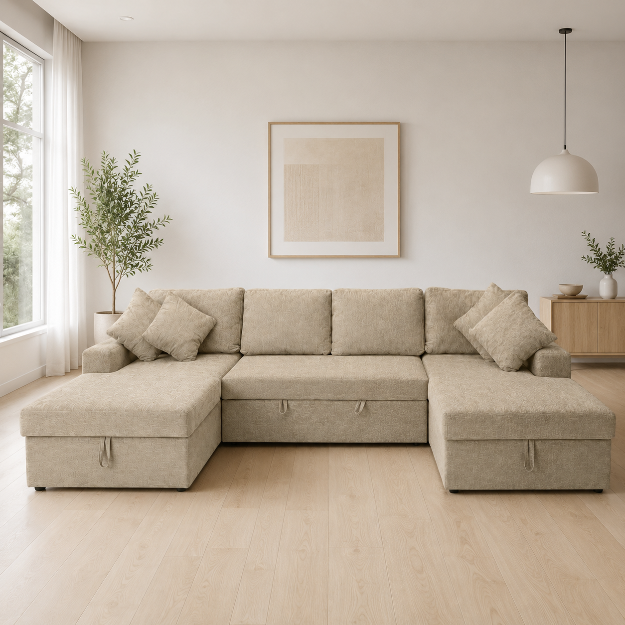 Sofá Cama Doble Chaise Longue Castle 330cm con Arcón