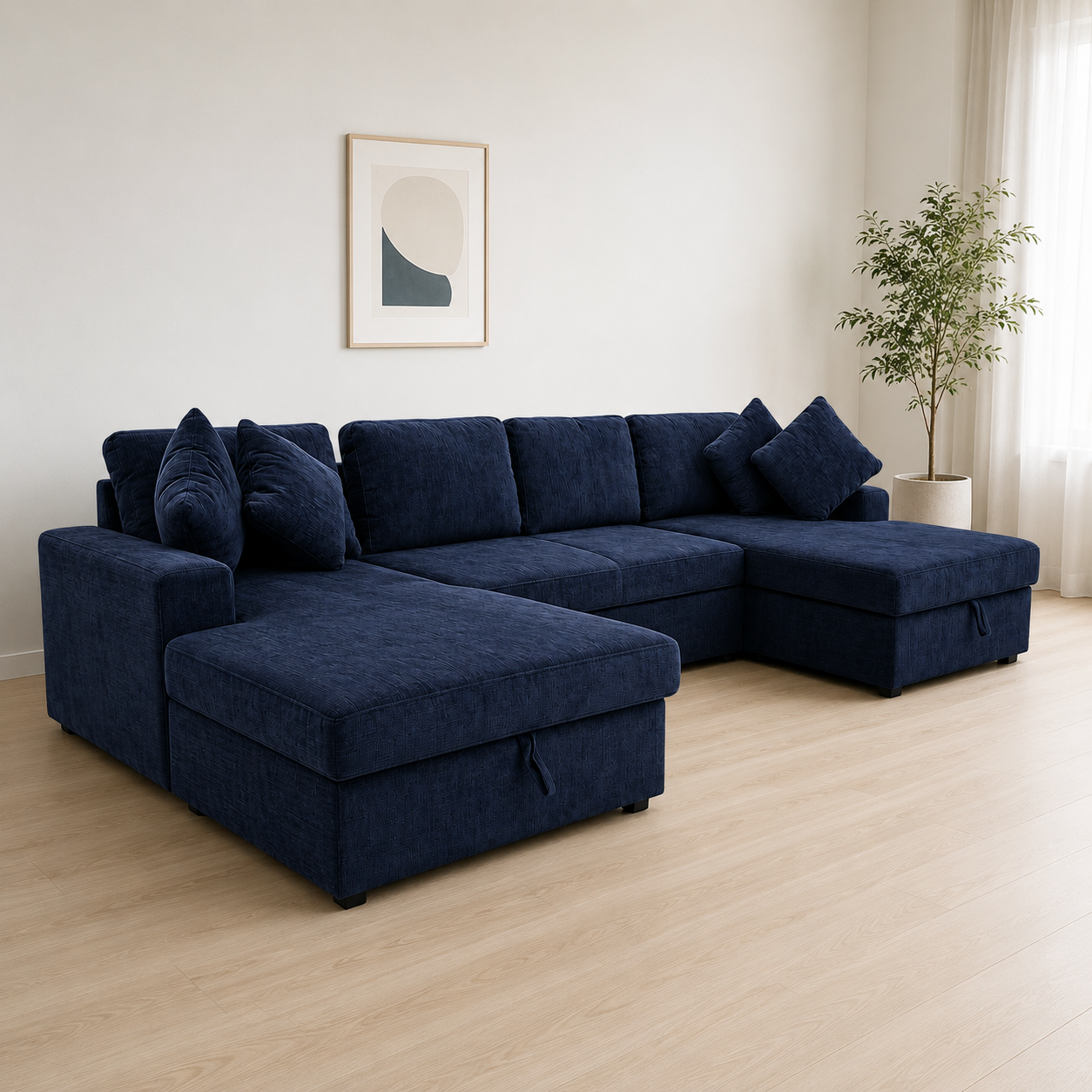 Sofá Cama Doble Chaise Longue Castle 330cm con Arcón