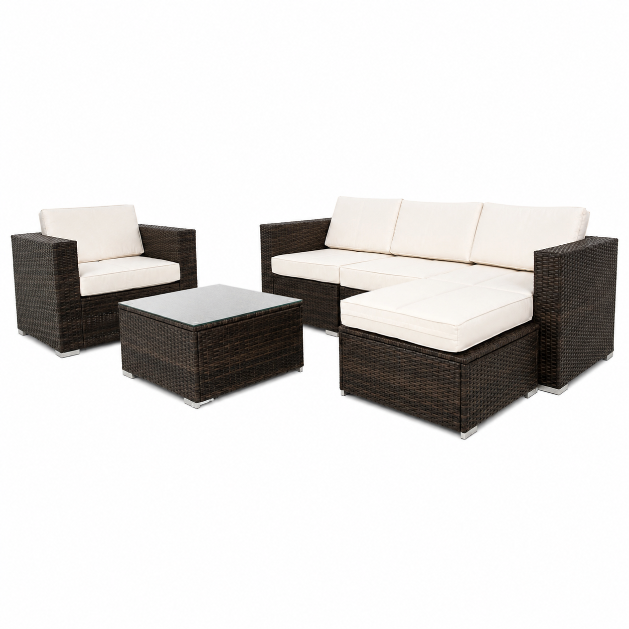 Conjunto de jardín - Sofa Chaise Longue + Sillon + Mesa de Ratan