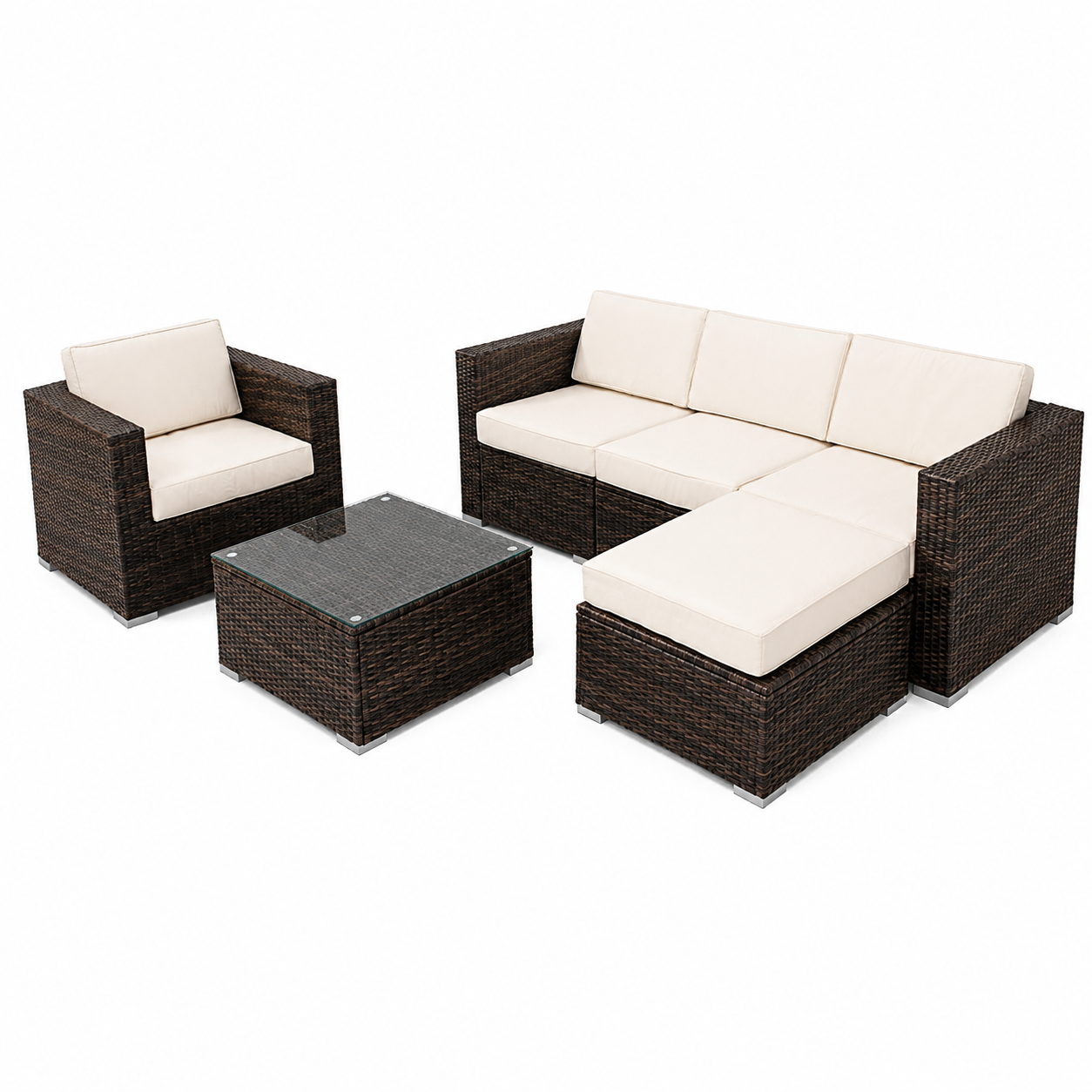 Conjunto de jardín - Sofa Chaise Longue + Sillon + Mesa de Ratan
