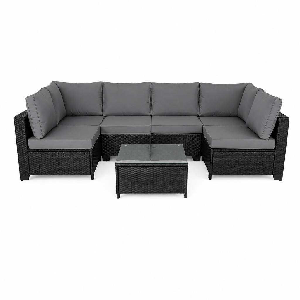 Conjunto de Sofas de Exterior en Ratan 7 piezas