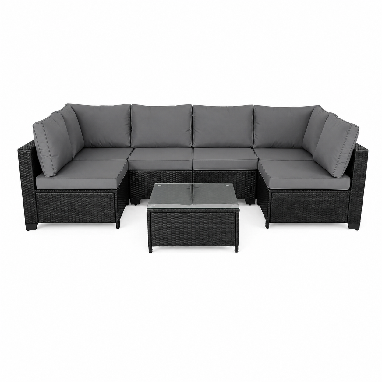 Conjunto de Sofas de Exterior en Rata 7 piezas