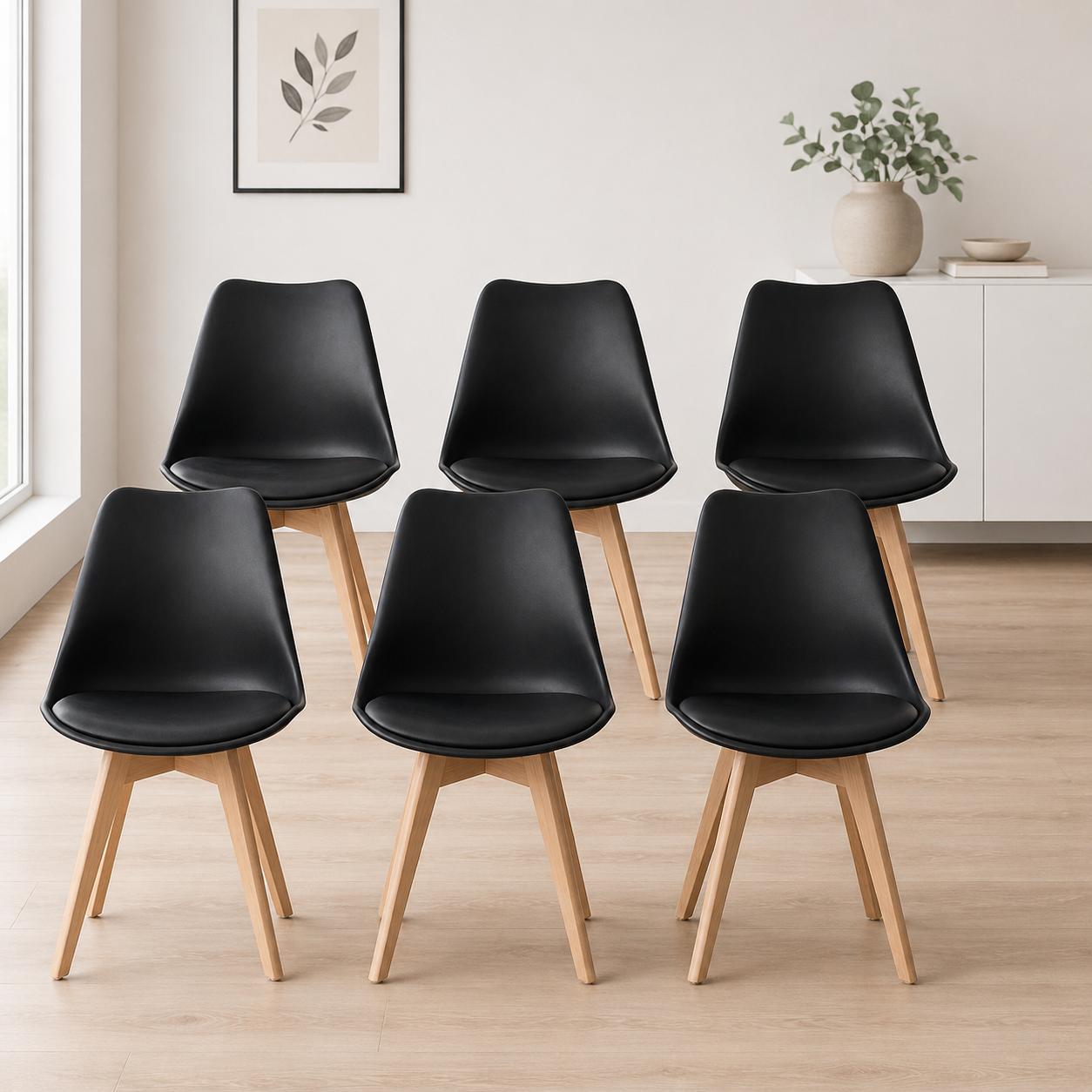 Pack 6 Sillas Acolchadas Comedor 82x40x40 Modernas y Resistentes