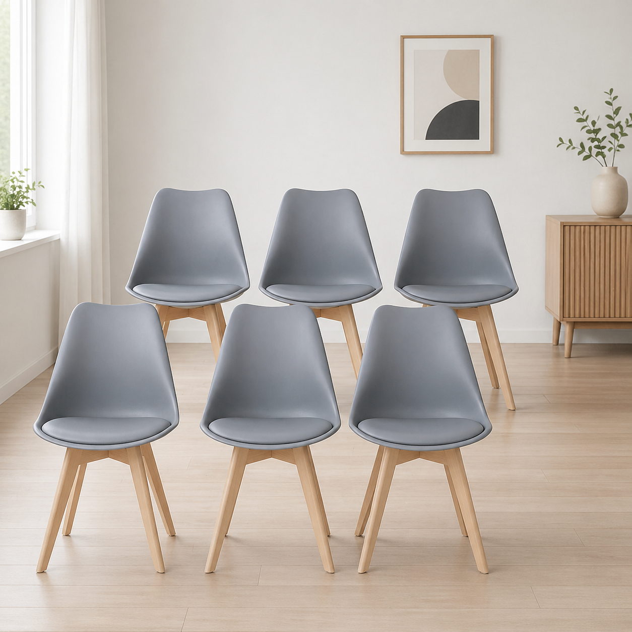 Pack 6 Sillas Acolchadas Comedor 82x40x40 Modernas y Resistentes