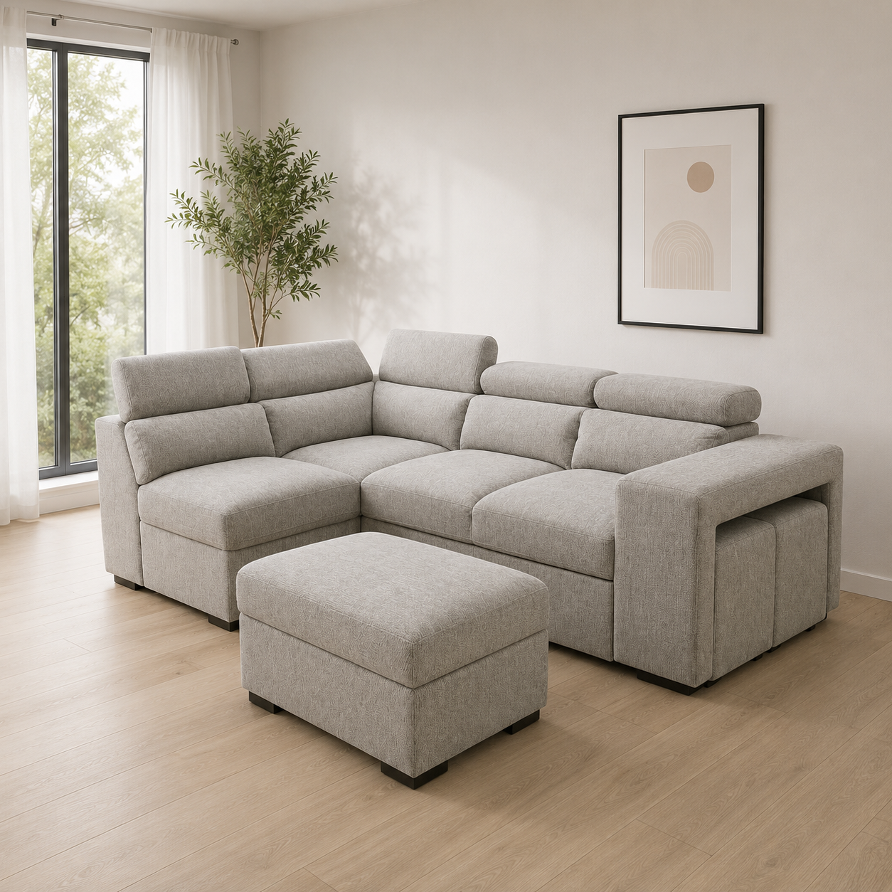 Sofa Cama Rinconera Ander + Puf con Arcon 260cm