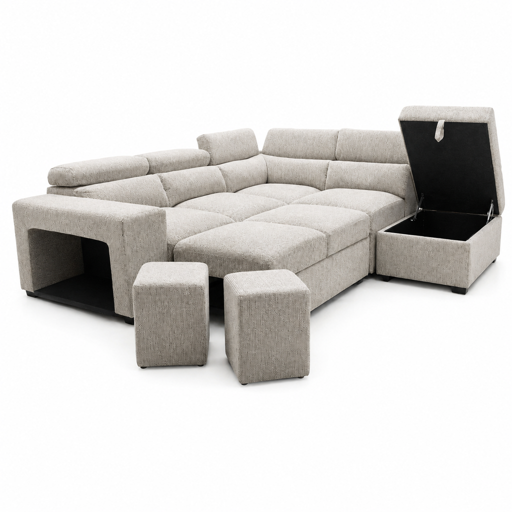 Sofa Cama Rinconera Ander + Puf con Arcon 260cm