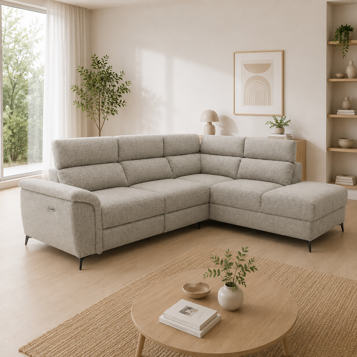 Sofa Rinconera Aaron + Puf con Arcon 265cm