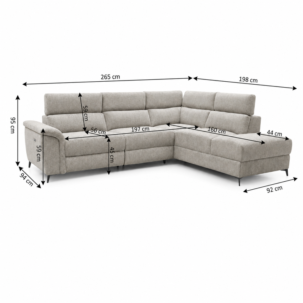 Sofa Rinconera Aaron + Puf con Arcon 265cm