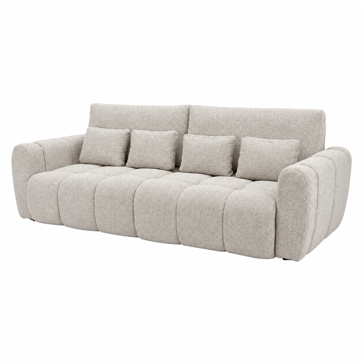 Sofá Cama Bouclé Beige 230 cm con Arcón
