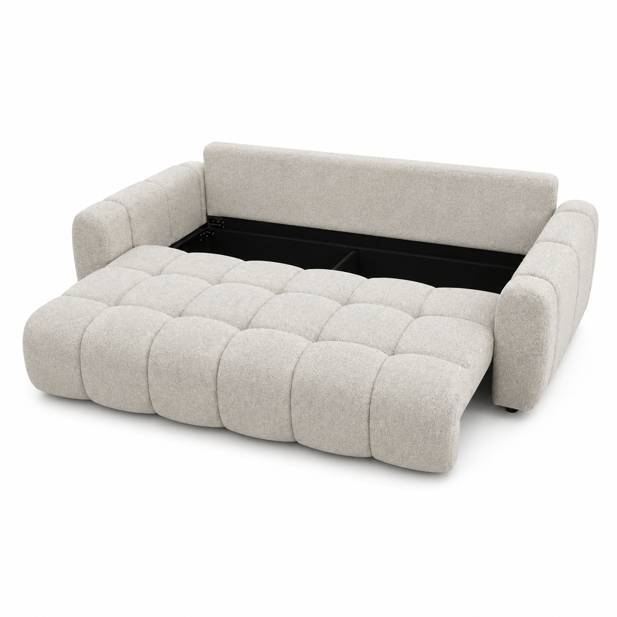 Sofá Cama Bouclé Beige 230 cm con Arcón